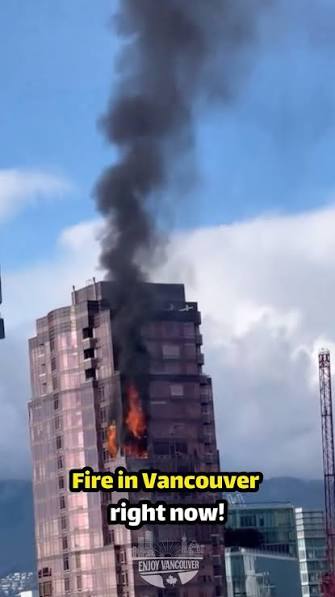 Fire downtown Vancouver today